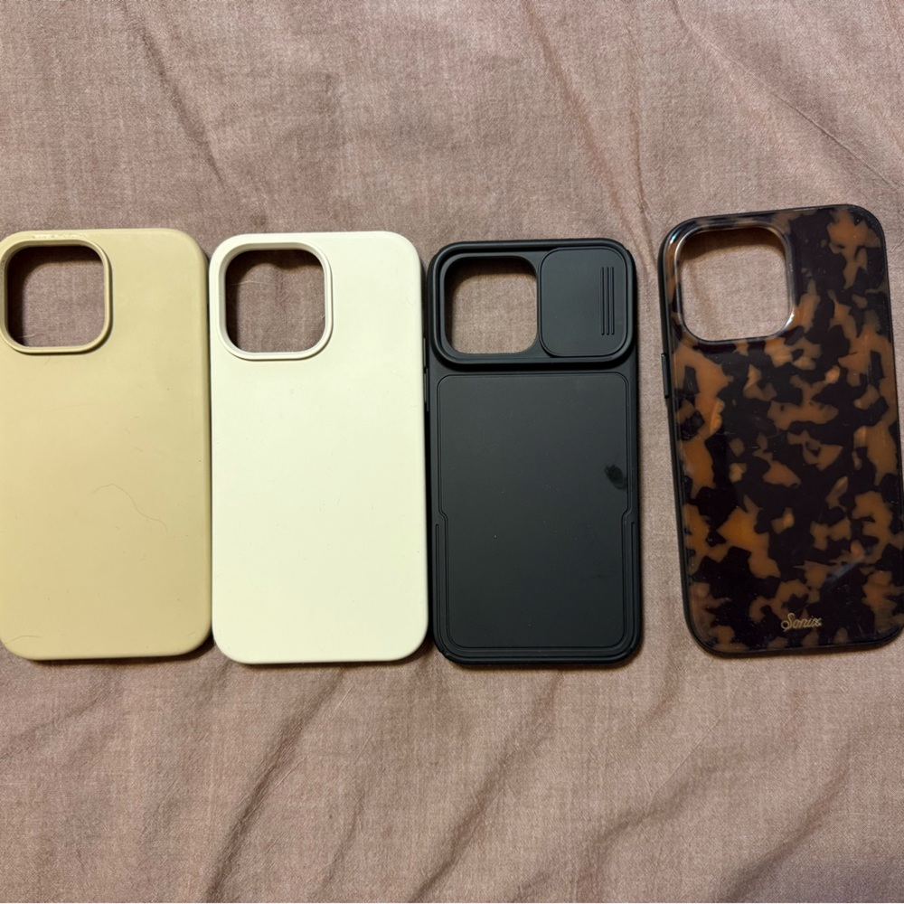 Stylish Phone Case Set - Cream, Black, and Brown